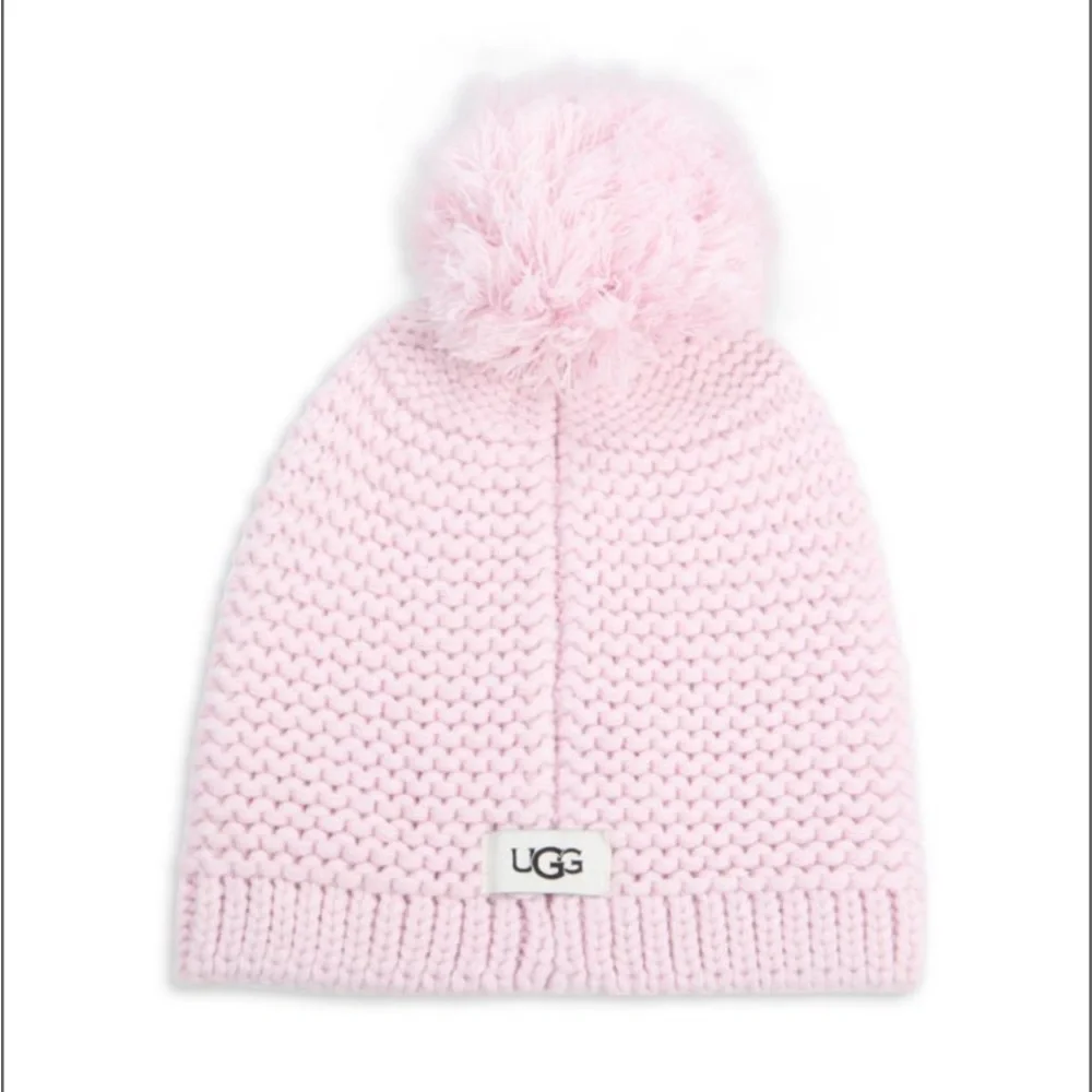 UGG Knit Wool Blend Pom Beanie in Pale Pink